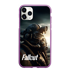 Чехол iPhone 11 Pro матовый Fallout man game, цвет: 3D-фиолетовый