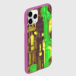 Чехол iPhone 11 Pro матовый Кибер схемы ксилотно-зелёные, цвет: 3D-фиолетовый — фото 2