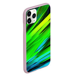 Чехол iPhone 11 Pro матовый Green abstract, цвет: 3D-розовый — фото 2