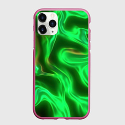 Чехол iPhone 11 Pro матовый Зеленая абстракция хром, цвет: 3D-малиновый