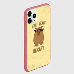 Чехол iPhone 11 Pro матовый Dont worry, цвет: 3D-малиновый — фото 2