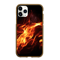 Чехол iPhone 11 Pro матовый Огненный фон, цвет: 3D-коричневый