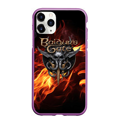 Чехол iPhone 11 Pro матовый Baldurs Gate 3 fire, цвет: 3D-фиолетовый