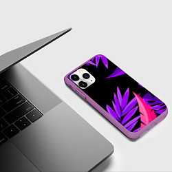 Чехол iPhone 11 Pro матовый Floral composition - neon, цвет: 3D-фиолетовый — фото 2