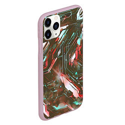 Чехол iPhone 11 Pro матовый Космические кибер схемы Красные, цвет: 3D-розовый — фото 2