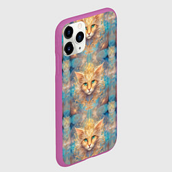 Чехол iPhone 11 Pro матовый Мордашка котика узор, цвет: 3D-фиолетовый — фото 2