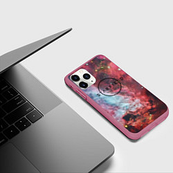 Чехол iPhone 11 Pro матовый Starfield лого космос, цвет: 3D-малиновый — фото 2