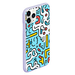 Чехол iPhone 11 Pro матовый Геометрическая контурная абстракция, цвет: 3D-светло-сиреневый — фото 2