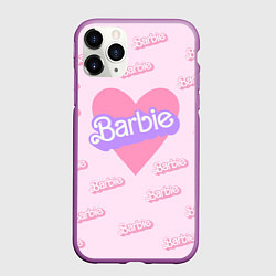 Чехол iPhone 11 Pro матовый Барби и розовое сердце: паттерн, цвет: 3D-фиолетовый
