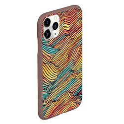 Чехол iPhone 11 Pro матовый Разноцветные волнистые линии, цвет: 3D-коричневый — фото 2