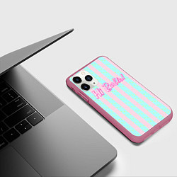 Чехол iPhone 11 Pro матовый Hi Barbie - фраза и костюм Кена, цвет: 3D-малиновый — фото 2