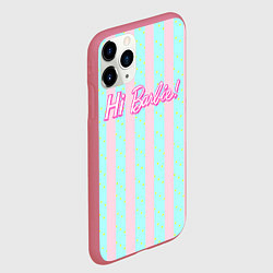 Чехол iPhone 11 Pro матовый Hi Barbie - фраза и костюм Кена, цвет: 3D-малиновый — фото 2