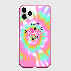 Чехол iPhone 11 Pro матовый I am a Barbie girl - кислотный тай-дай, цвет: 3D-малиновый