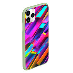 Чехол iPhone 11 Pro матовый Неоновые разноцветные пластины, цвет: 3D-салатовый — фото 2