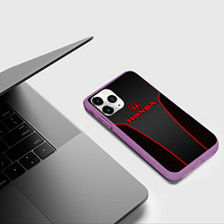 Чехол iPhone 11 Pro матовый Honda - униформа красная, цвет: 3D-фиолетовый — фото 2