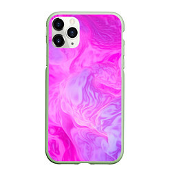 Чехол iPhone 11 Pro матовый Розовая текстура, цвет: 3D-салатовый