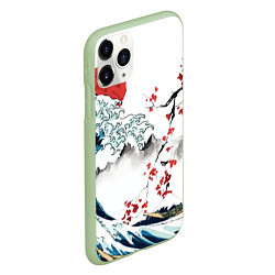 Чехол iPhone 11 Pro матовый Хокусай большая волна в Канагаве - пародия укиё, цвет: 3D-салатовый — фото 2