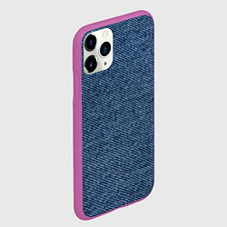 Чехол iPhone 11 Pro матовый Текстура джинсы, цвет: 3D-фиолетовый — фото 2