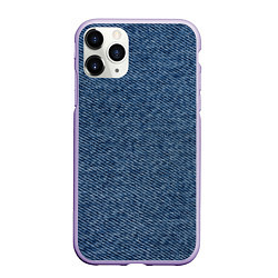 Чехол iPhone 11 Pro матовый Текстура джинсы, цвет: 3D-светло-сиреневый