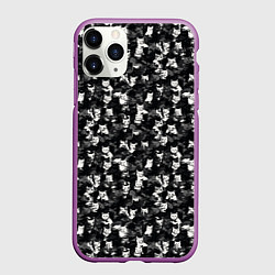 Чехол iPhone 11 Pro матовый Камуфляж с котиками, цвет: 3D-фиолетовый