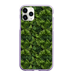 Чехол iPhone 11 Pro матовый Листья папоротника паттерн, цвет: 3D-светло-сиреневый