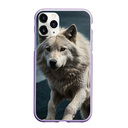Чехол iPhone 11 Pro матовый Белый волк вожак стаи, цвет: 3D-светло-сиреневый