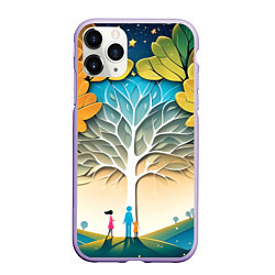 Чехол iPhone 11 Pro матовый Семейное дерево - нейросеть, цвет: 3D-светло-сиреневый