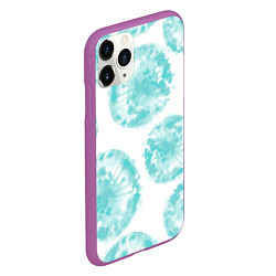 Чехол iPhone 11 Pro матовый Акварельные голубые био формы, цвет: 3D-фиолетовый — фото 2