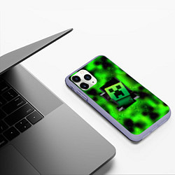 Чехол iPhone 11 Pro матовый Токсичный крипер майнкрафт, цвет: 3D-светло-сиреневый — фото 2