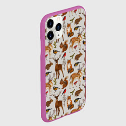Чехол iPhone 11 Pro матовый Лесные животные, цвет: 3D-фиолетовый — фото 2