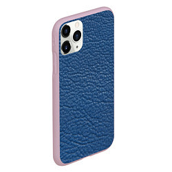 Чехол iPhone 11 Pro матовый Текстура синей кожи, цвет: 3D-розовый — фото 2