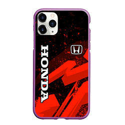 Чехол iPhone 11 Pro матовый Honda - красная абстракция, цвет: 3D-фиолетовый