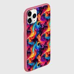 Чехол iPhone 11 Pro матовый Разноцветные разные волны разводы, цвет: 3D-малиновый — фото 2