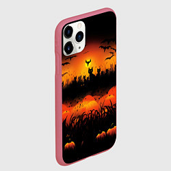 Чехол iPhone 11 Pro матовый Кошки хэллоуина, цвет: 3D-малиновый — фото 2