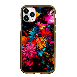 Чехол iPhone 11 Pro матовый Краски и цветы, цвет: 3D-коричневый