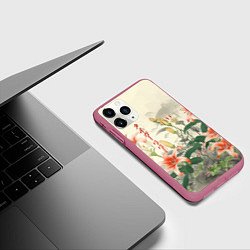 Чехол iPhone 11 Pro матовый Тигровые лилии - японский стиль, цвет: 3D-малиновый — фото 2