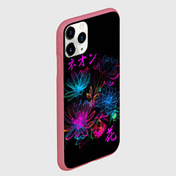 Чехол iPhone 11 Pro матовый Неоновые цветы - японский стиль, цвет: 3D-малиновый — фото 2