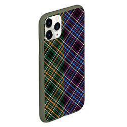 Чехол iPhone 11 Pro матовый Паттерн клетка ромбики, цвет: 3D-темно-зеленый — фото 2