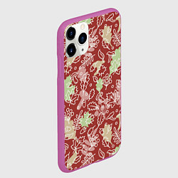 Чехол iPhone 11 Pro матовый Осень - бордовый, цвет: 3D-фиолетовый — фото 2