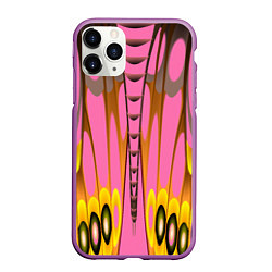 Чехол iPhone 11 Pro матовый Розовый бабочкин мотив, цвет: 3D-фиолетовый