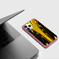 Чехол iPhone 11 Pro матовый Предупреждающая осиная расцветка, цвет: 3D-малиновый — фото 2