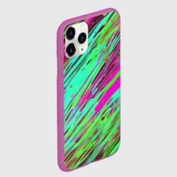 Чехол iPhone 11 Pro матовый Разноцветные брызги зелёные и розовые, цвет: 3D-фиолетовый — фото 2