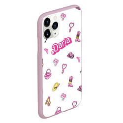 Чехол iPhone 11 Pro матовый Дарья - в стиле барби: аксессуары паттерн, цвет: 3D-розовый — фото 2