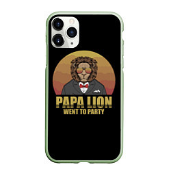 Чехол iPhone 11 Pro матовый Папа лев выходит на вечеринку, цвет: 3D-салатовый