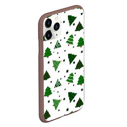 Чехол iPhone 11 Pro матовый Узор с зелеными елочками, цвет: 3D-коричневый — фото 2