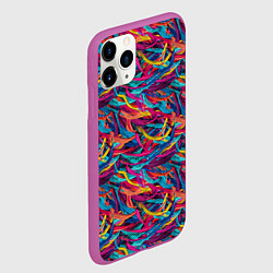 Чехол iPhone 11 Pro матовый Разноцветные линии нарисованы чернилами паттерн, цвет: 3D-фиолетовый — фото 2