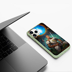 Чехол iPhone 11 Pro матовый Гачимучи Билли Харингтон рыцарь, цвет: 3D-салатовый — фото 2