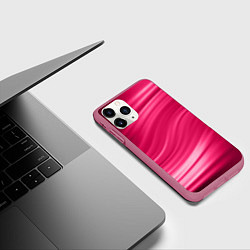 Чехол iPhone 11 Pro матовый Абстрактный волнистый узор в красно-розовых тонах, цвет: 3D-малиновый — фото 2