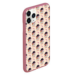 Чехол iPhone 11 Pro матовый Петушок и веточка ягод, цвет: 3D-малиновый — фото 2