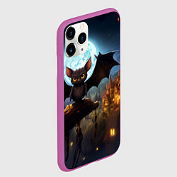 Чехол iPhone 11 Pro матовый Летучая мышка на фоне луны и замка, цвет: 3D-фиолетовый — фото 2